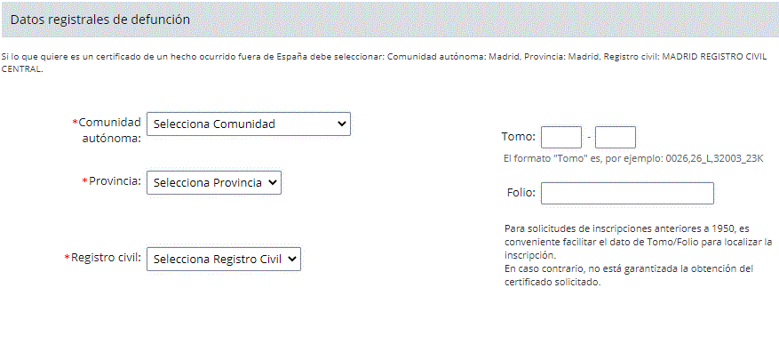 Datos Registrales Defunción