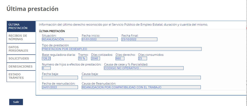 Última prestación