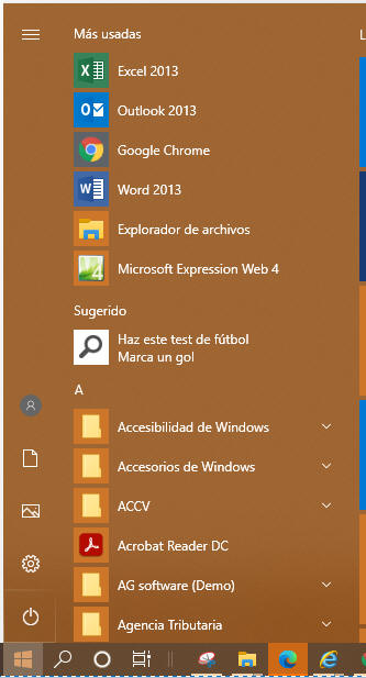Opciones Simbolo Inicio Windows